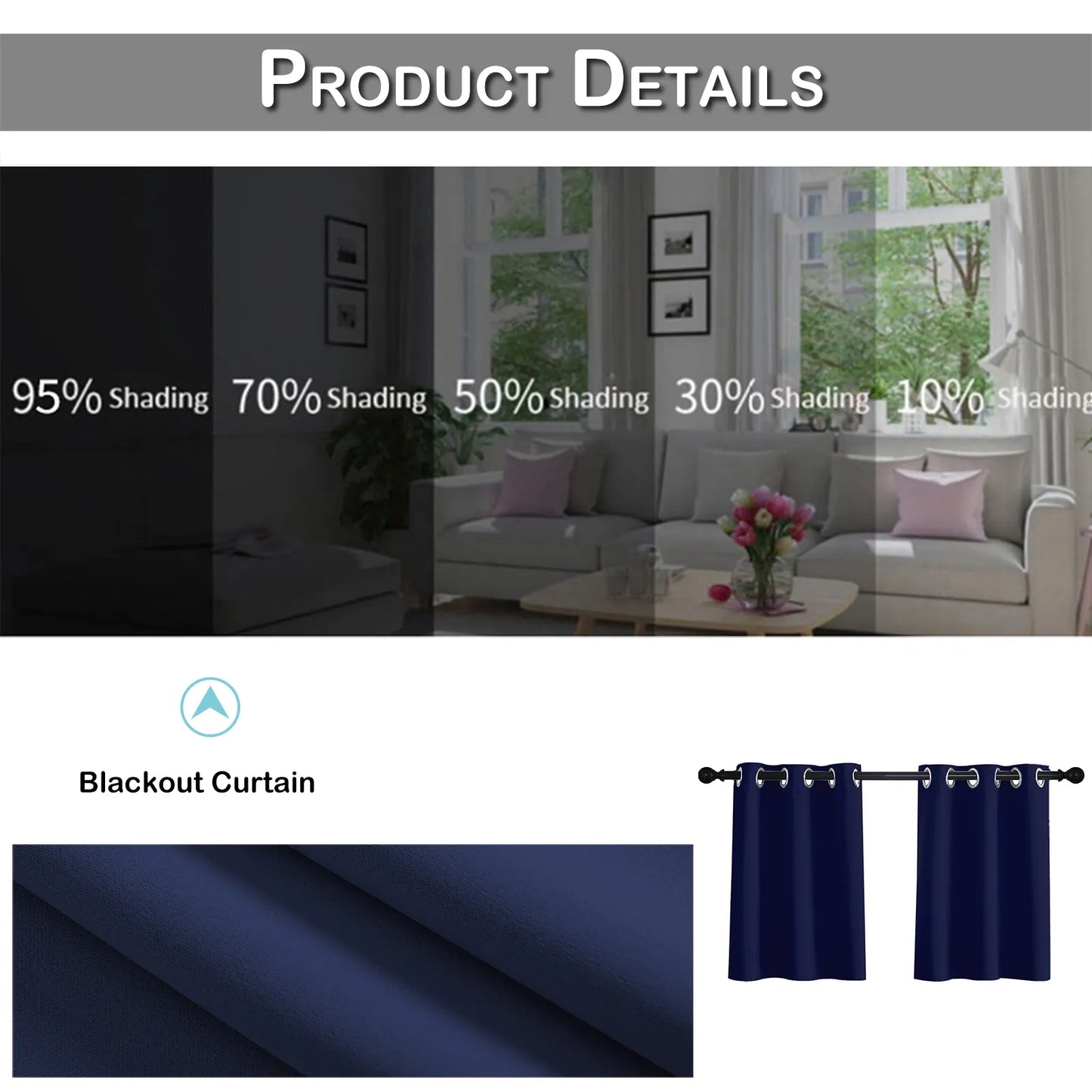 1 Panel High-precision Blackout Short Kitchen Curtains