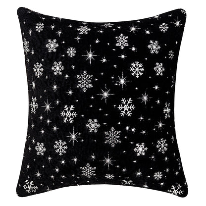 Soft plush pillowcase with snowflakes and gold embossing