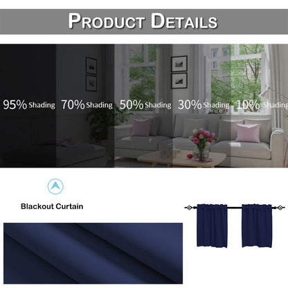 1 Panel Blackout Window Short Curtains