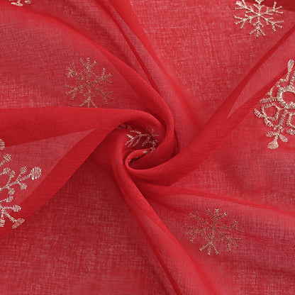 Christmas Embroidery Snowflake Sheer Curtains, 1 Panel, Red, 100*200cm/100*250cm/140*260cm
