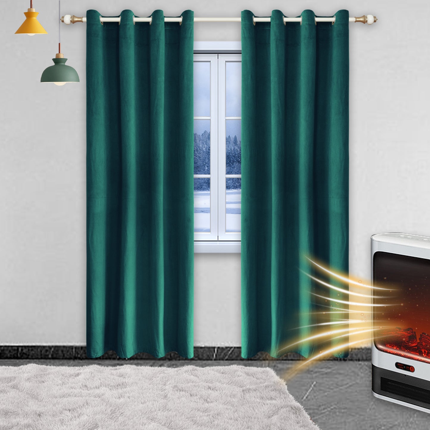 Verdunkelungsvorhang aus Samt – Thermo, Blickdicht, 1/2 Panels