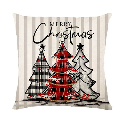 4er-Set Weihnachts-Kissenbezüge aus Leinen – Softe Dekokissen für Sofa und Bett (45×45 cm)