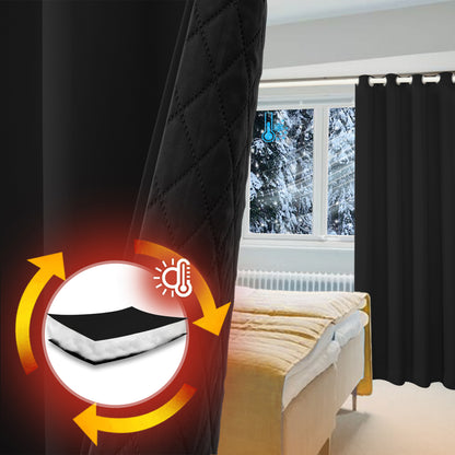 Outdoor Curtain – Waterproof, Windproof and Quilted, 100% Blackout, 1/2 Panel