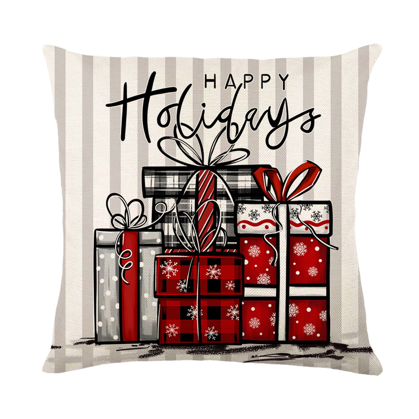 4er-Set Weihnachts-Kissenbezüge aus Leinen – Softe Dekokissen für Sofa und Bett (45×45 cm)