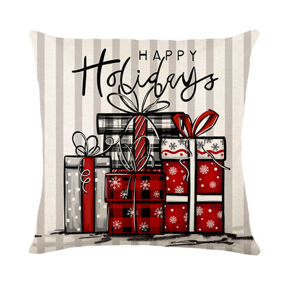 4er-Set Weihnachts-Kissenbezüge aus Leinen – Softe Dekokissen für Sofa und Bett (45×45 cm)