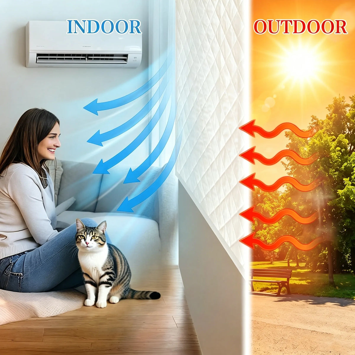 Rideau de fenêtre thermique sur mesure en tissu Oxford 3 couches avec velcro - Oxviora
