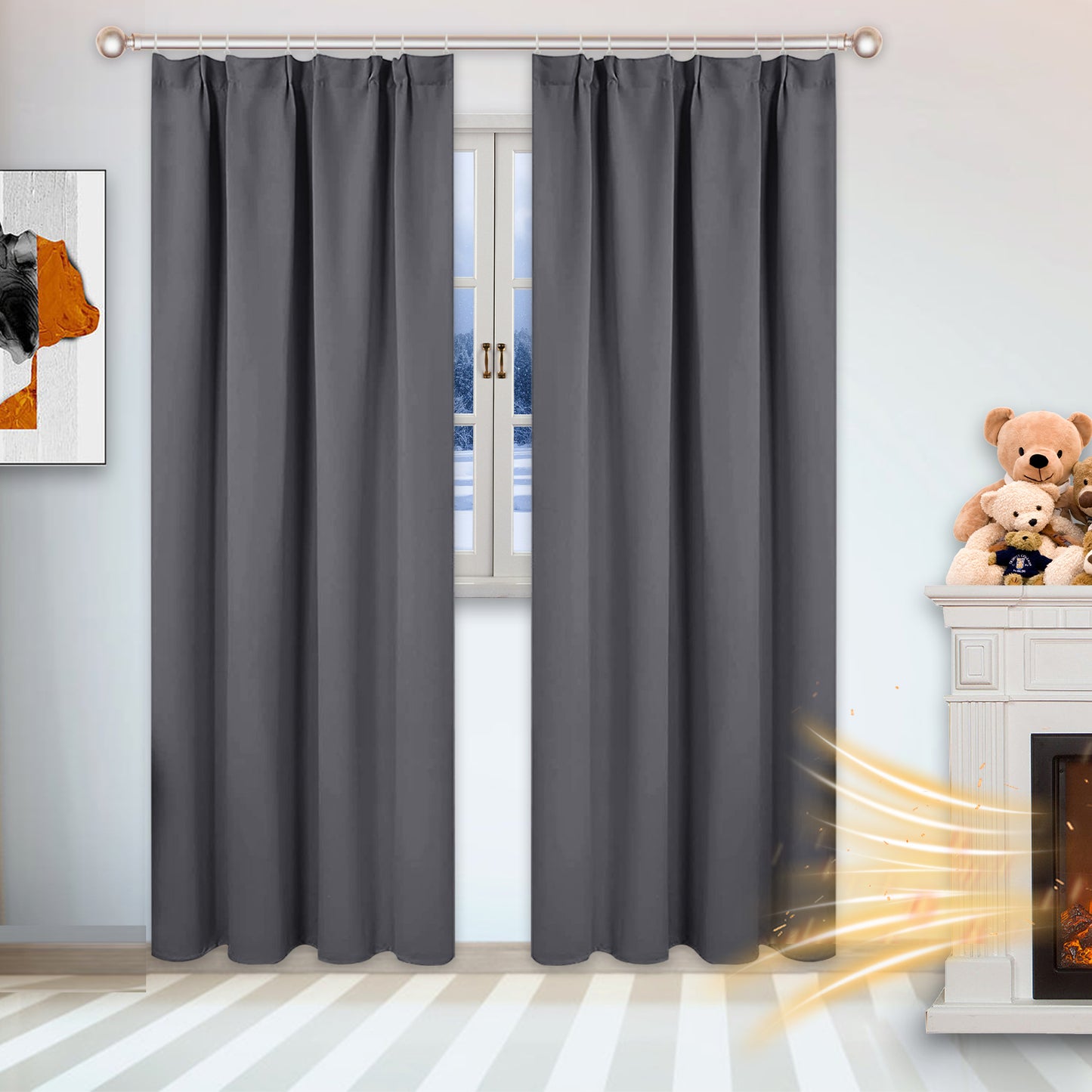 Blackout Curtains, 1 Panel, Gray, 132*160cm/132*183cm/132*213cm