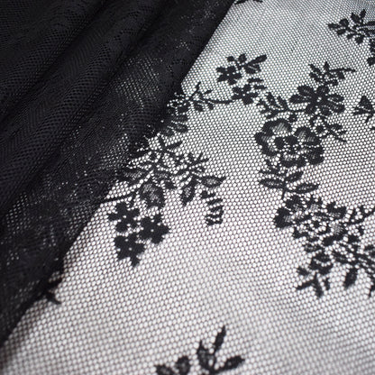 Rideaux transparents à motif floral, 1 panneau, noir, 145x160cm/145x183cm/145x213cm/145x244cm