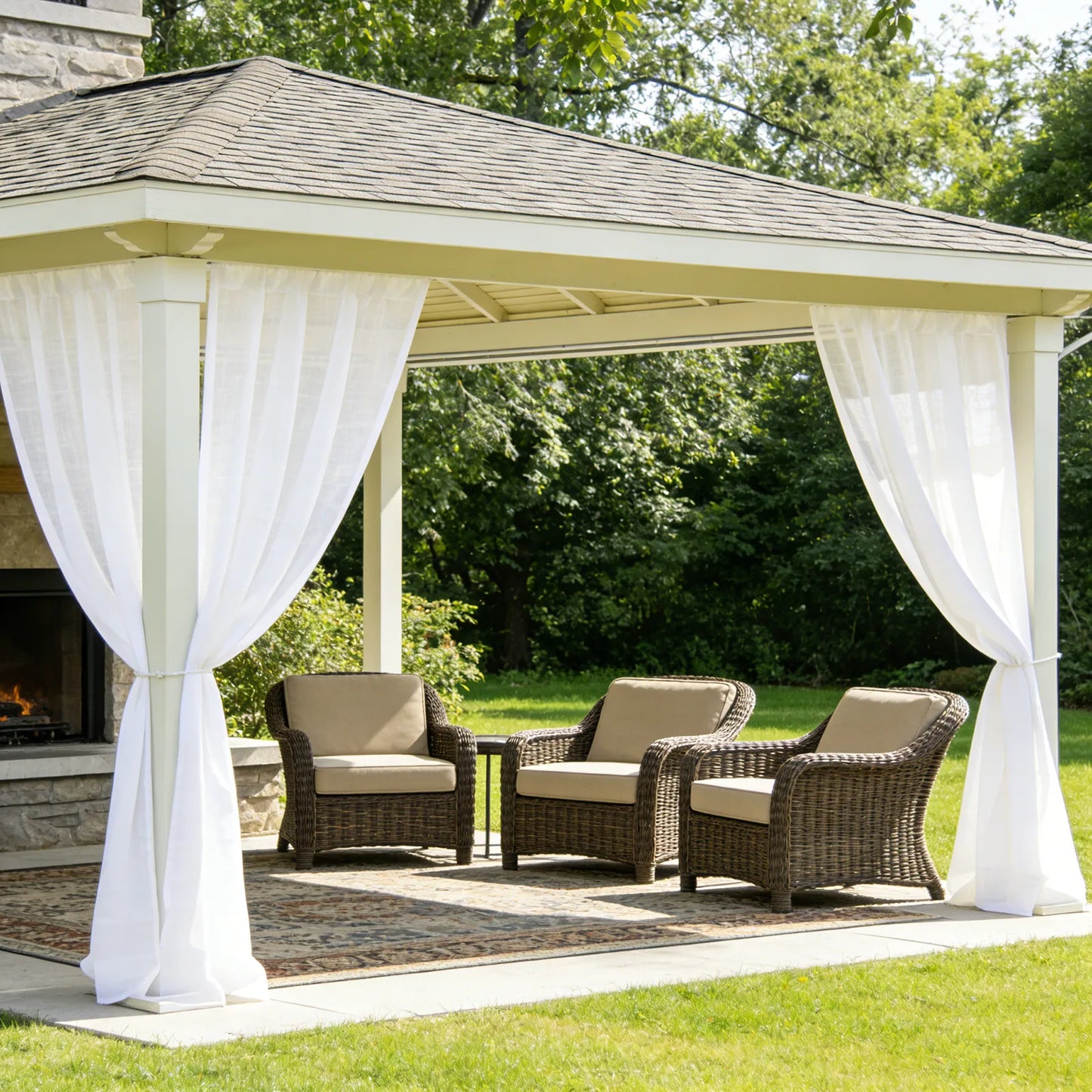 Lightweight outdoor voile curtain made to measure · Alviora