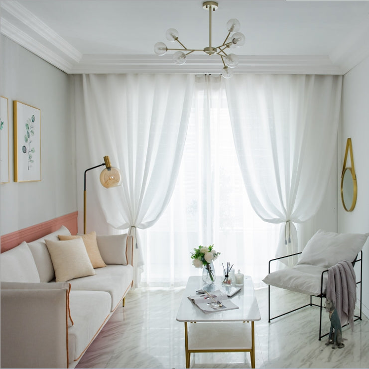 Rideaux transparents en mousseline de soie, 1 panneau, blanc, 140 x 145 cm/140 x 265 cm