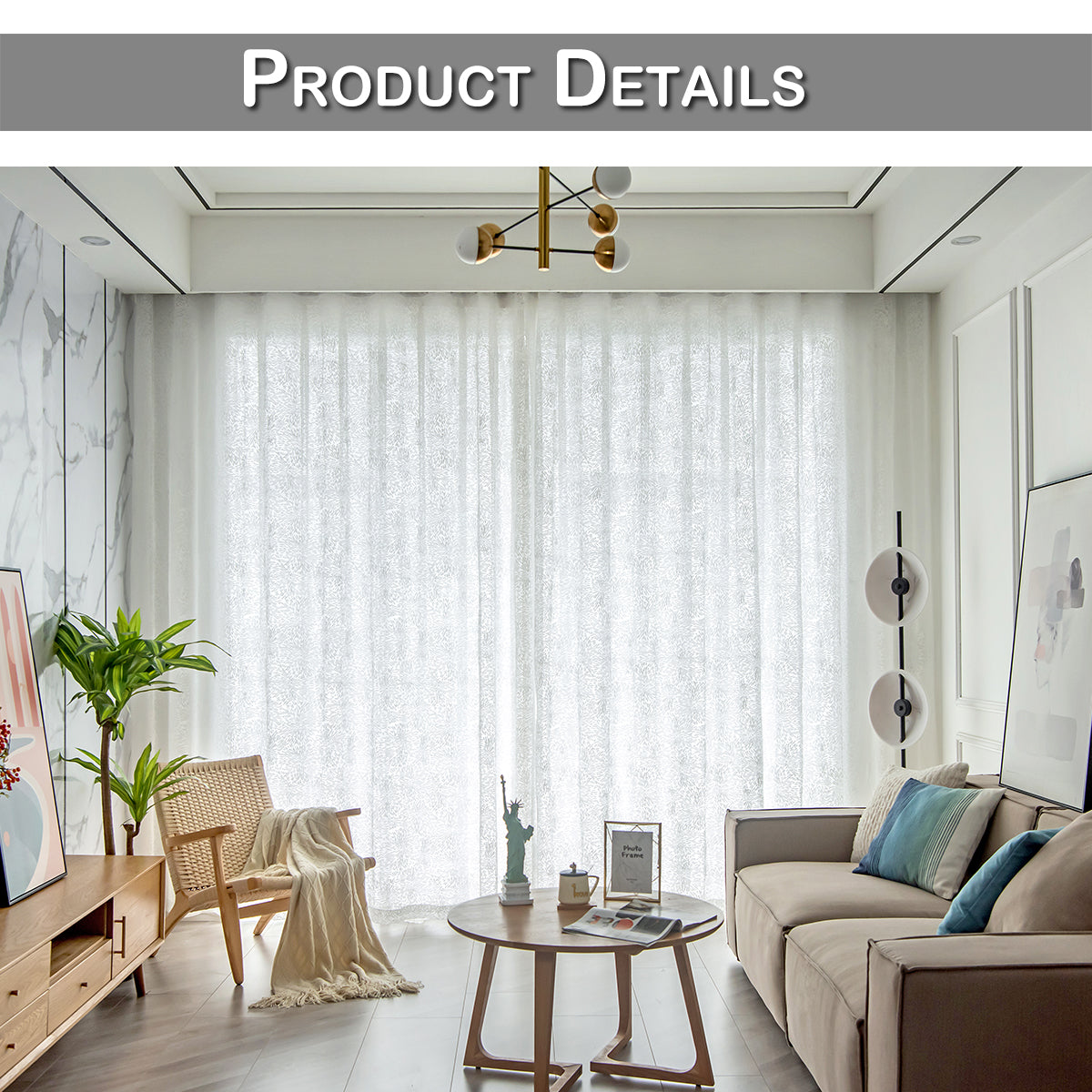 Rideaux transparents Firework, 1 panneau, blanc, 132*160cm/132*183cm/132*213cm/132*244cm