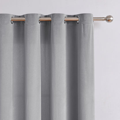 Frosted Fleece Curtains, 1 Panel, Gray, 132*164cm/132*214cm/132*241cm