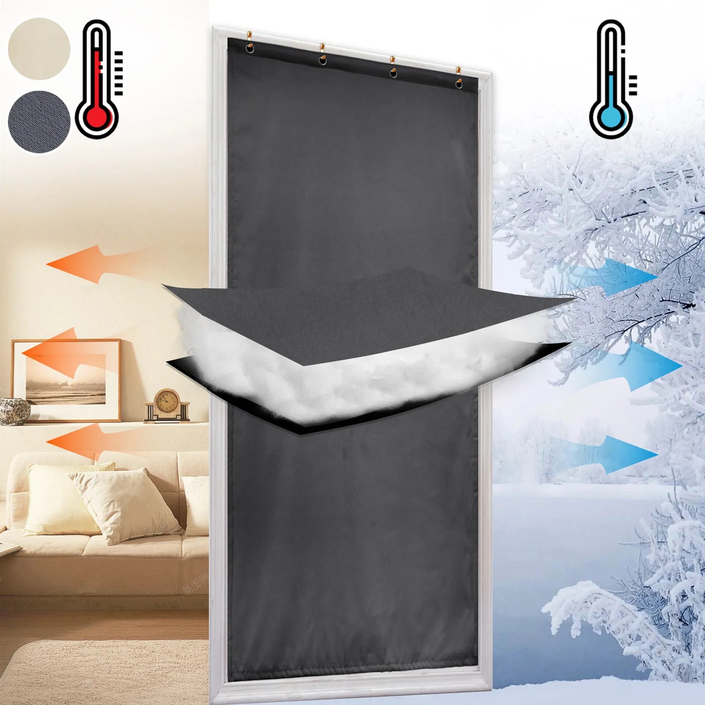 Heavy Outdoor Thermal Door Curtain Made to Measure · Gravento