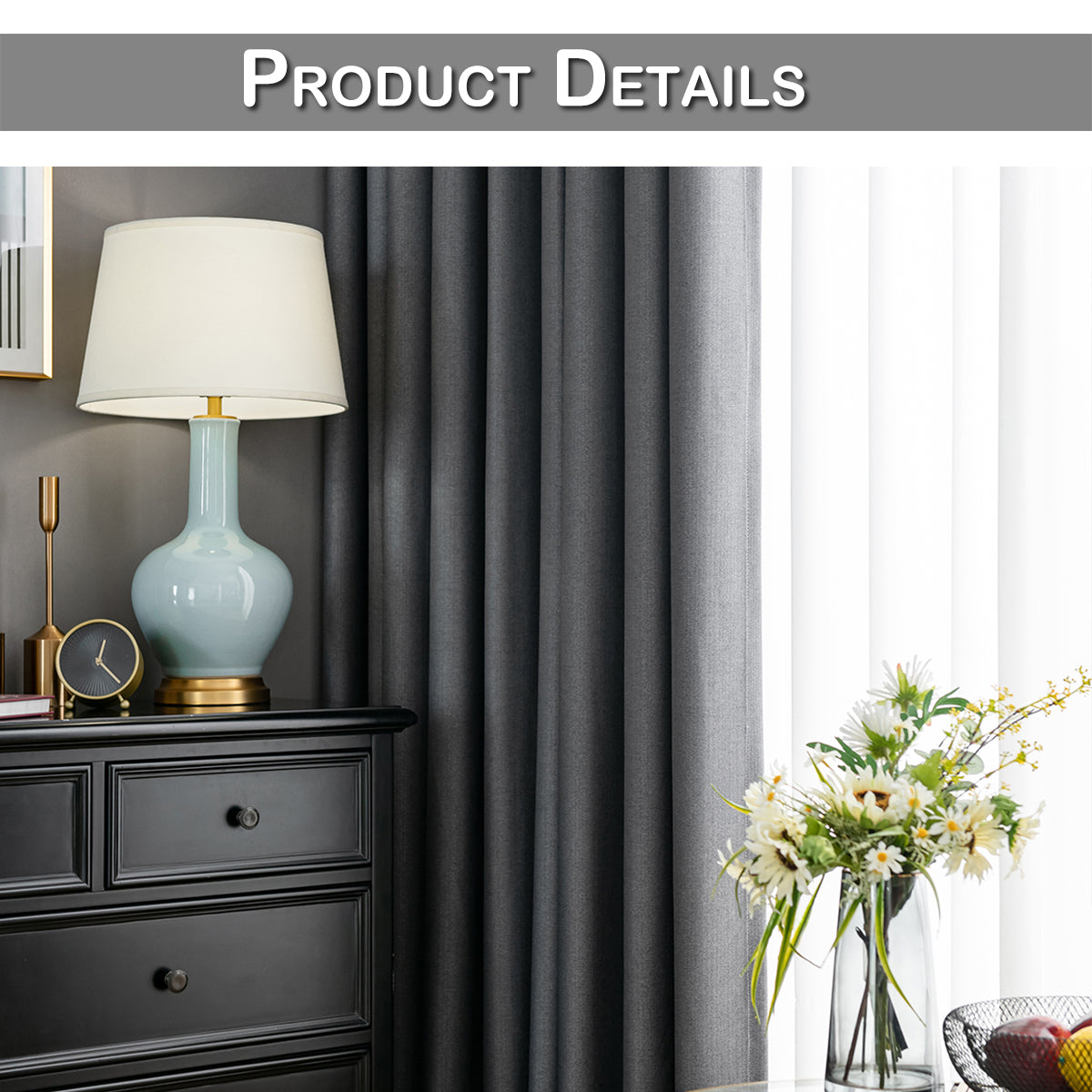 100% Blackout Curtains, 1 Panel, Gray, 100*130cm/134*160cm/134*210cm/134*245cm