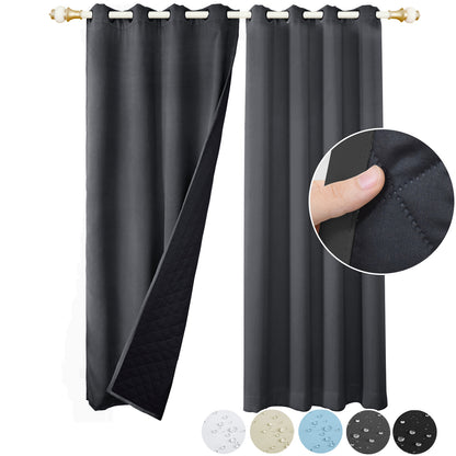 Outdoor Curtain – Waterproof, Windproof and Quilted, 100% Blackout, 1/2 Panel