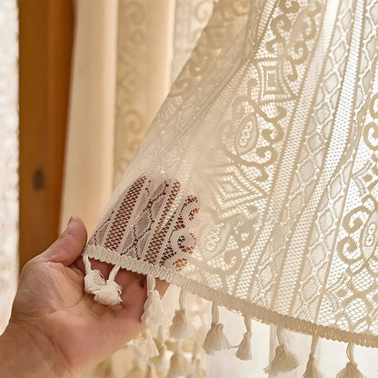 1 Panel Boho Double Layer Tier Curtain