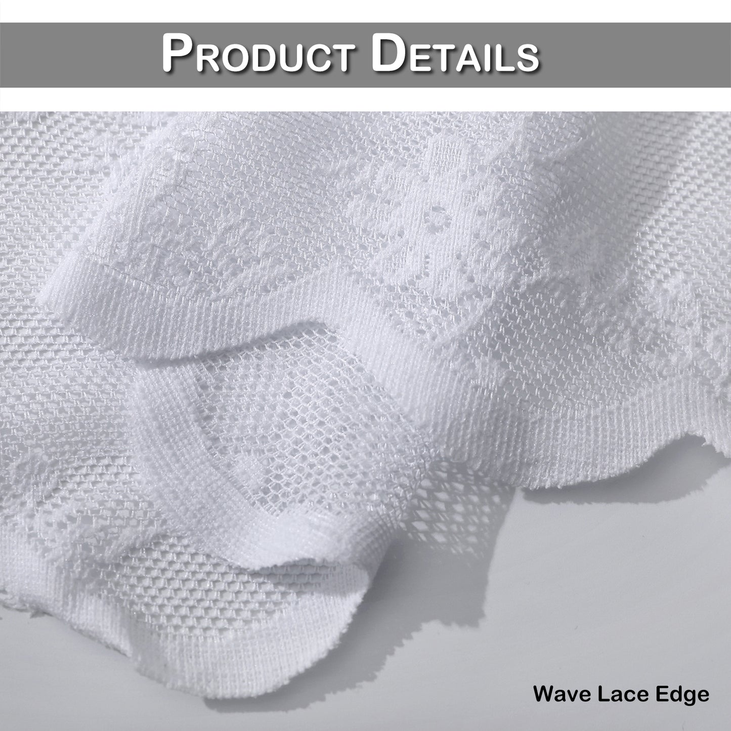 Floral Lace Sheer Short Curtains, 1 Panel, White, 132*45cm/132*60cm