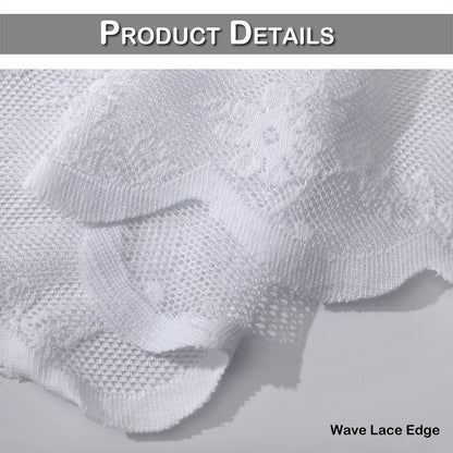 Floral Lace Sheer Short Curtains, 1 Panel, White, 132*45cm/132*60cm