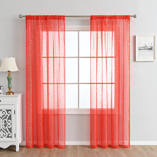 Rideaux transparents en forme d'étoile de Noël, 1 panneau, imprimés dorés, 100 x 130 cm/100 x 200 cm/140 x 260 cm