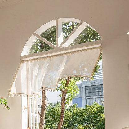 1 Panel Cream Tassels Window Tier Short Curtains