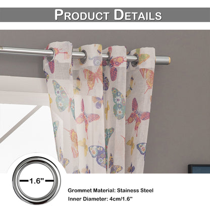 Rideaux transparents papillon, 1 panneau, blanc, 132*137cm/132*160cm/132*213cm/132*244cm