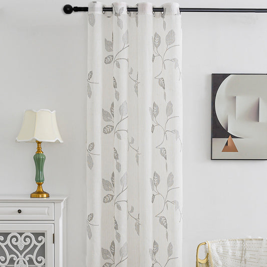 Rideaux transparents à feuilles, 1 panneau, gris, 100*130cm/100*250cm/140*260cm