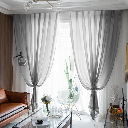 Rideaux transparents en mousseline de soie, 1 panneau, gris clair, 140 x 265 cm