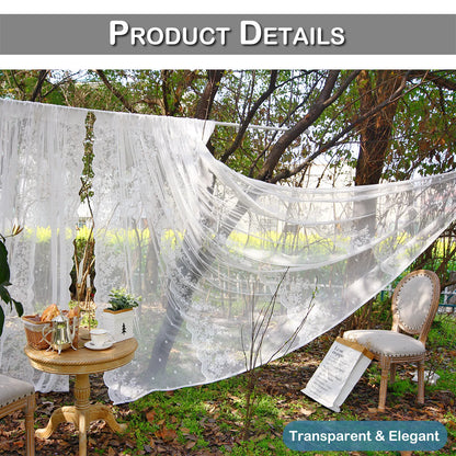 2 Panel Floral Patio Lace Sheer Curtains Decor