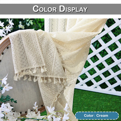 1 Panel Vintage Tassels Window Sheer Drapes
