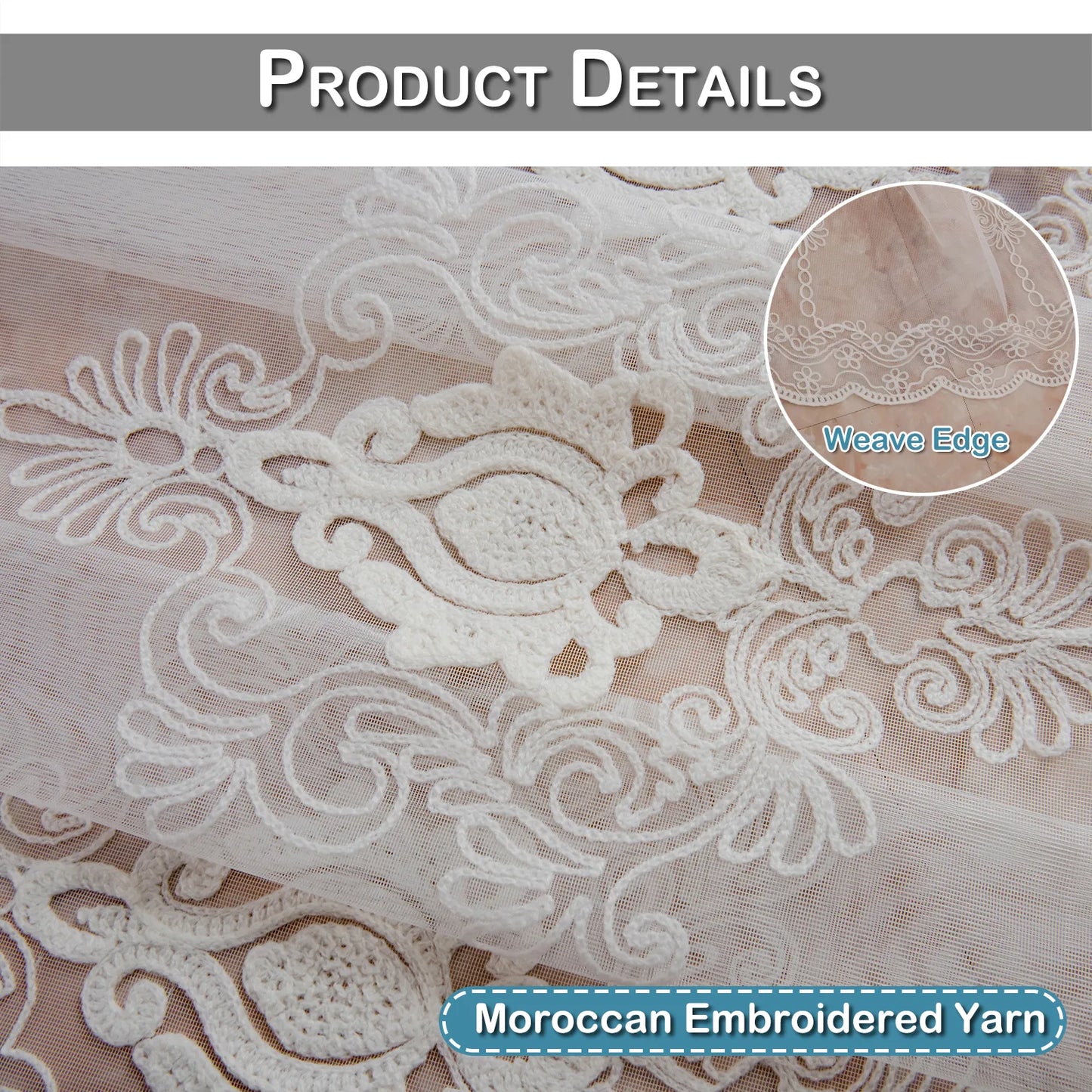 1 Panel Embroidered Morocco Window Sheer with Pearl