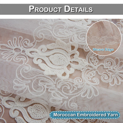 1 Panel Embroidered Morocco Window Sheer with Pearl