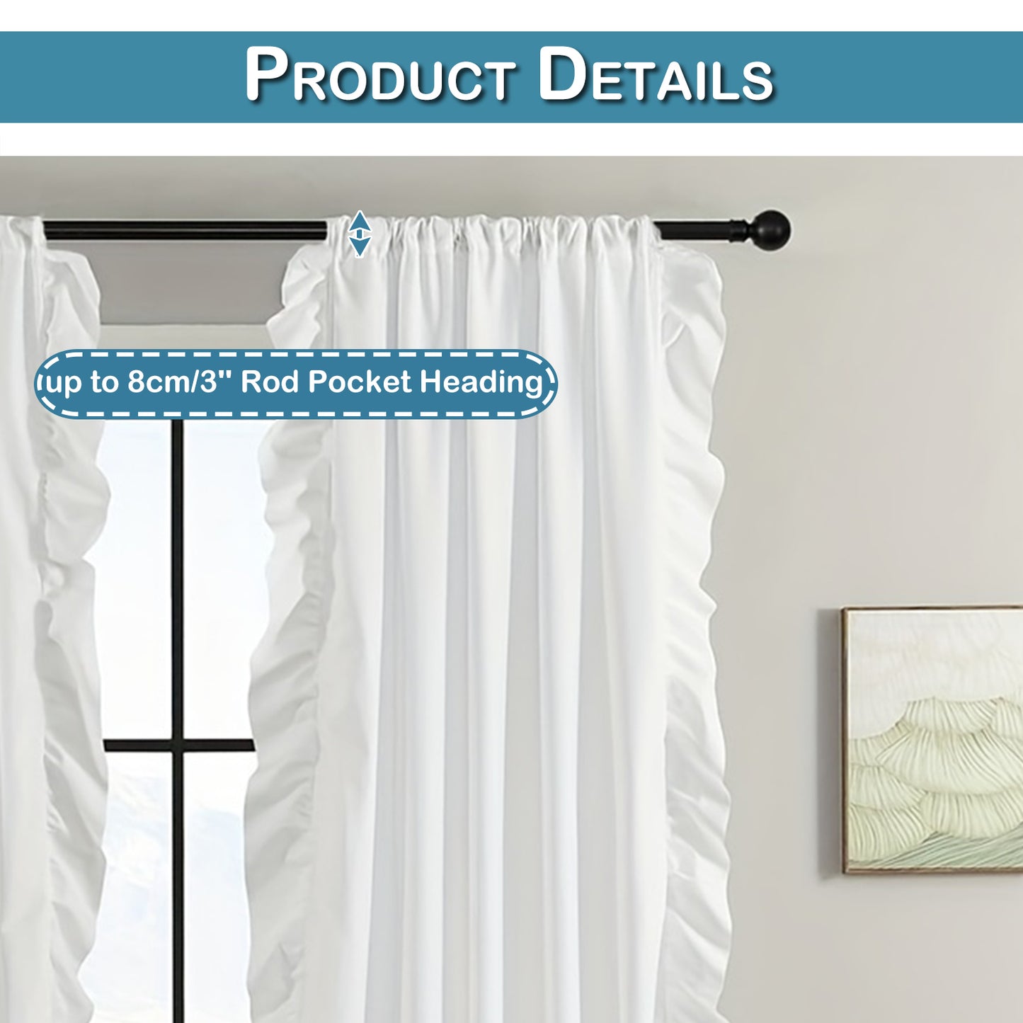1 Panel Boho Flounce Ruffle Window Sheer Curtain