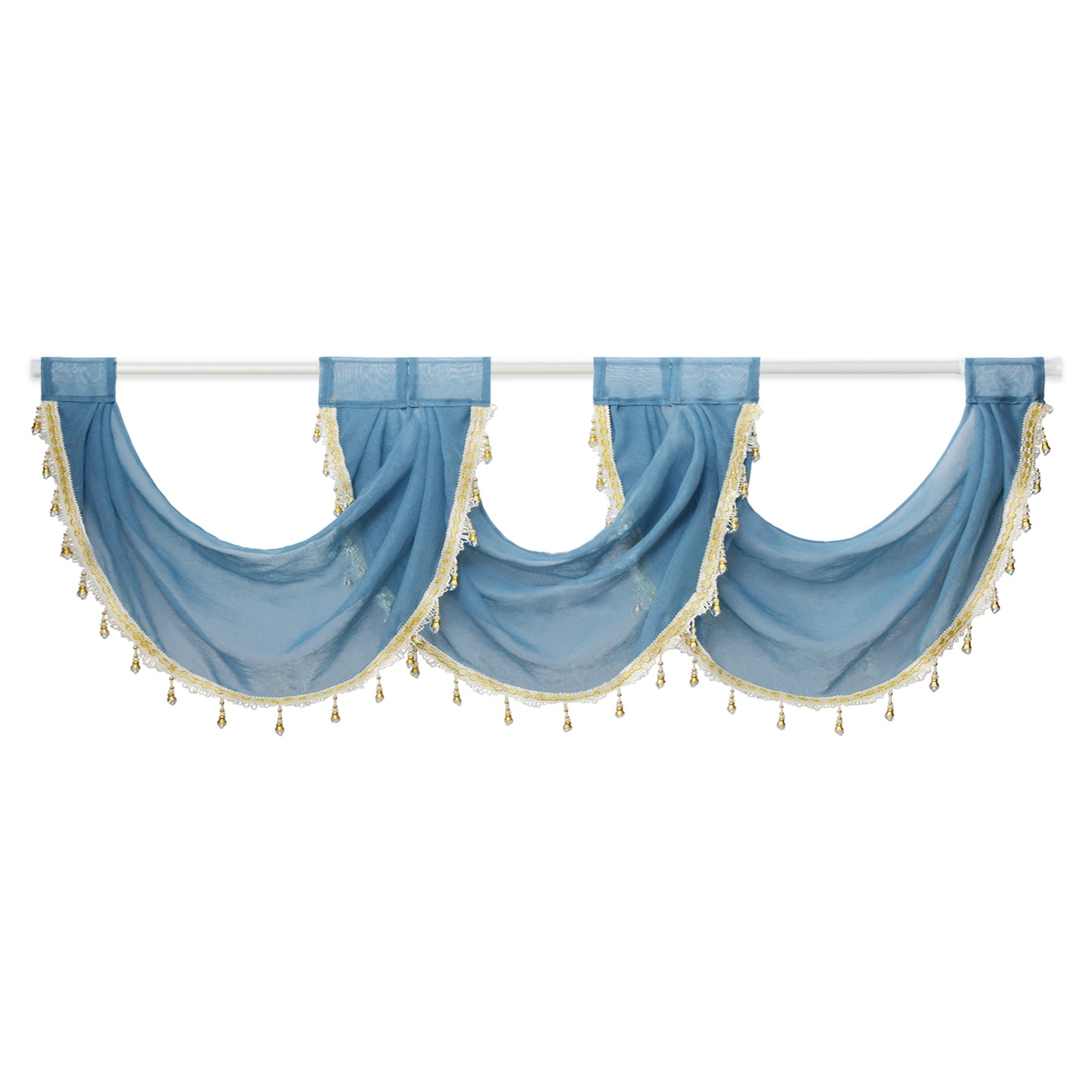 Rideaux à volants Swag Valance Drops, 1 panneau, bleu, 76 x 60 cm