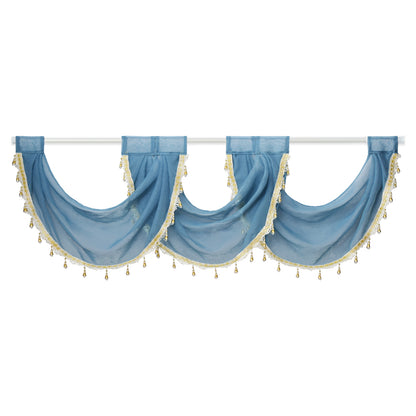 Rideaux à volants Swag Valance Drops, 1 panneau, bleu, 76 x 60 cm