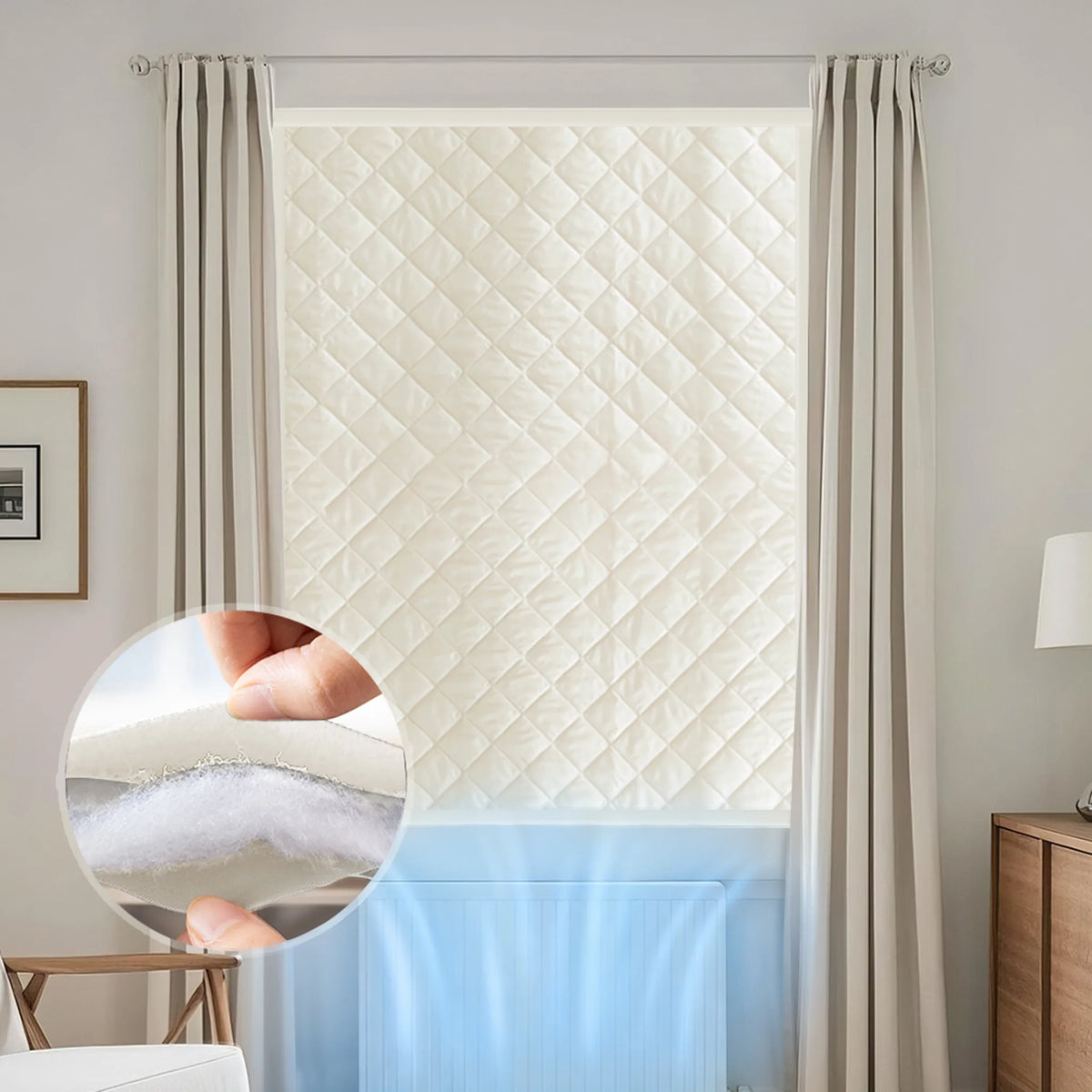 Rideau de fenêtre thermique sur mesure en tissu Oxford 3 couches avec velcro - Oxviora