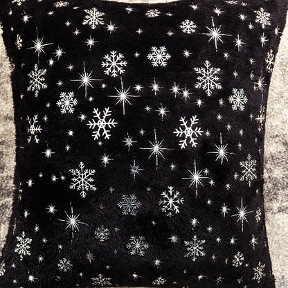 Soft plush pillowcase with snowflakes and gold embossing