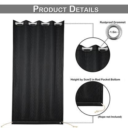 Outdoor Curtain – Waterproof, Windproof and Quilted, 100% Blackout, 1/2 Panel
