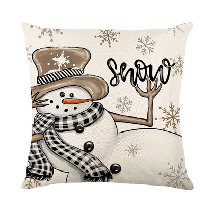 4er-Set Weihnachts-Kissenbezüge aus Leinen – Softe Dekokissen für Sofa und Bett (45×45 cm)