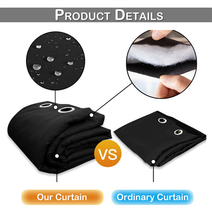 Outdoor Curtain – Waterproof, Windproof and Quilted, 100% Blackout, 1/2 Panel