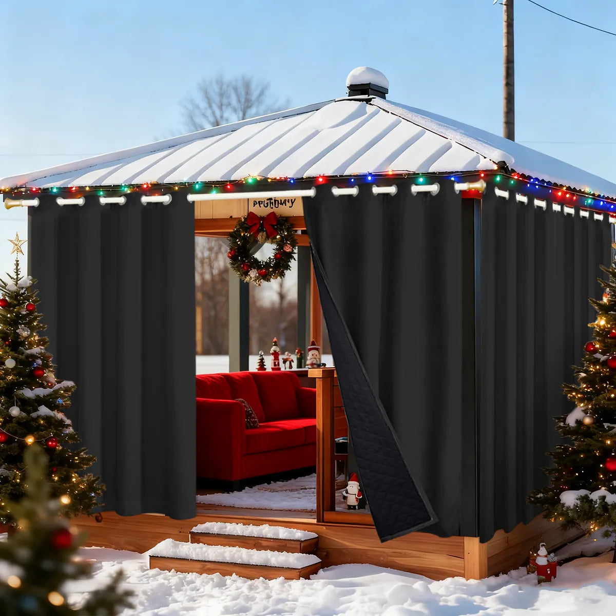 Heavy-duty outdoor blackout and thermal curtain made to measure · Borevia