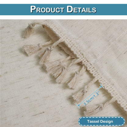 1 Panel Boho Cream Vintage Tassel Sheer Curtains