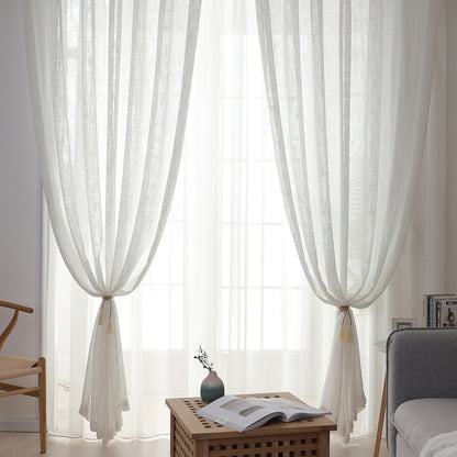 Rideaux transparents texturés, 1 panneau, blanc, 132x160cm/132x210cm/132x240cm/132x270cm
