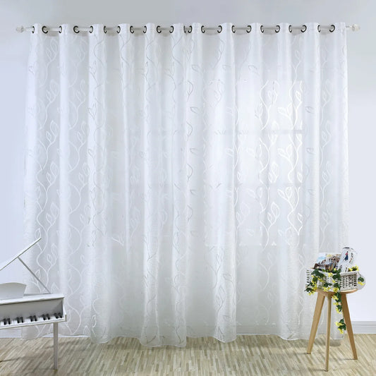 1 Panel Leaves Window Curtain Living Room Decor