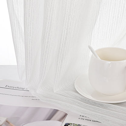 Rideaux transparents scintillants Silver Lines, 1 panneau, blanc, 100*130cm/100*200cm/100*250cm/140*260cm