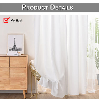 Rideaux semi-transparents pour la confidentialité, 1 panneau, blanc, 100*130cm/100*200cm/100*250cm/140*260cm
