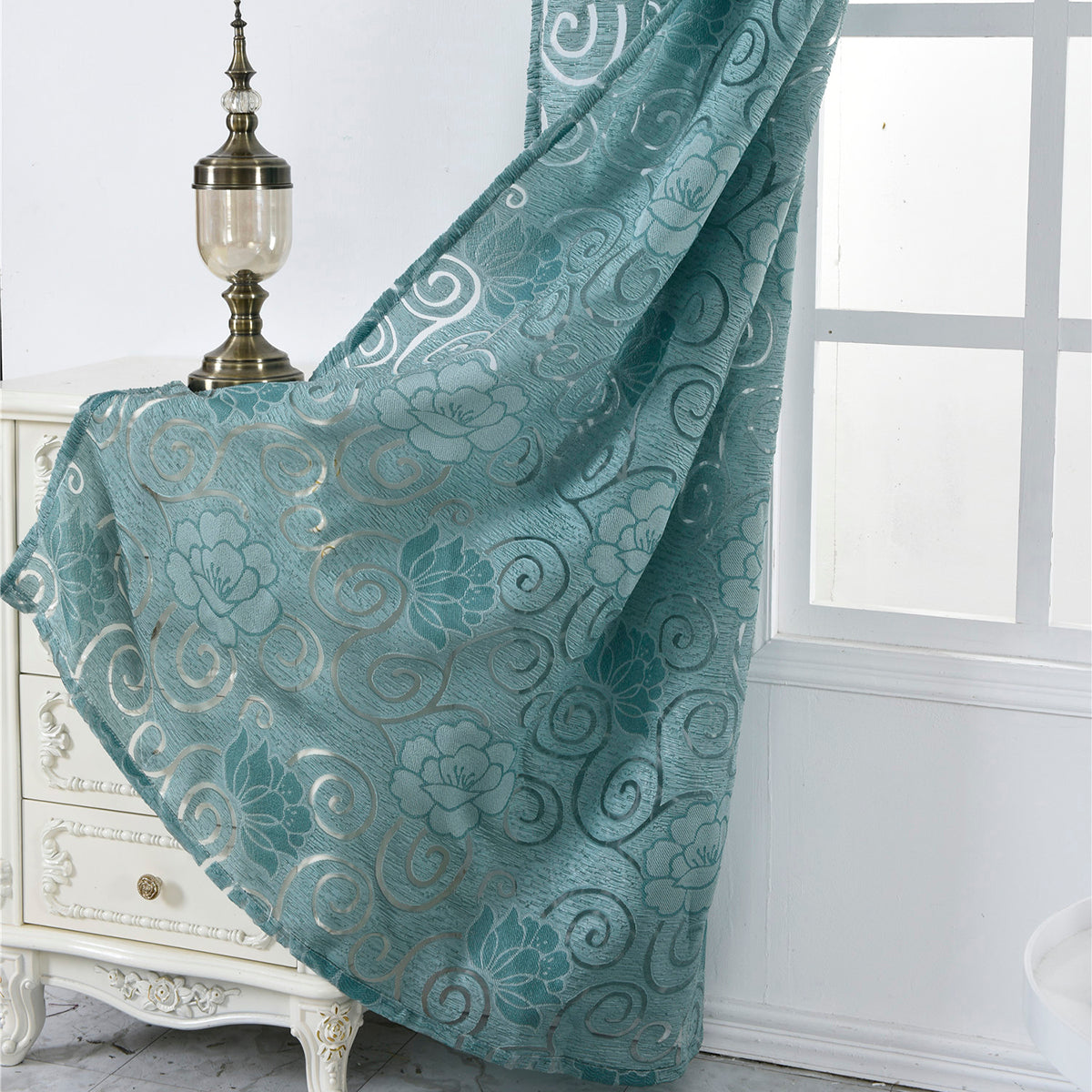 Seersucker Sheer Curtains, 1 Panel, Green, 100x130cm/100x200cm/100x250cm