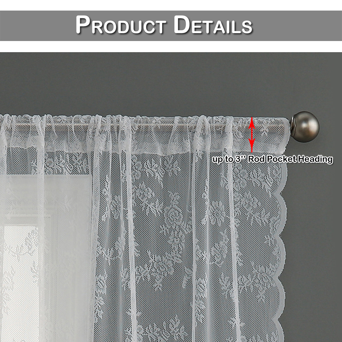 1 Panel Lace Window Sheer Curtain