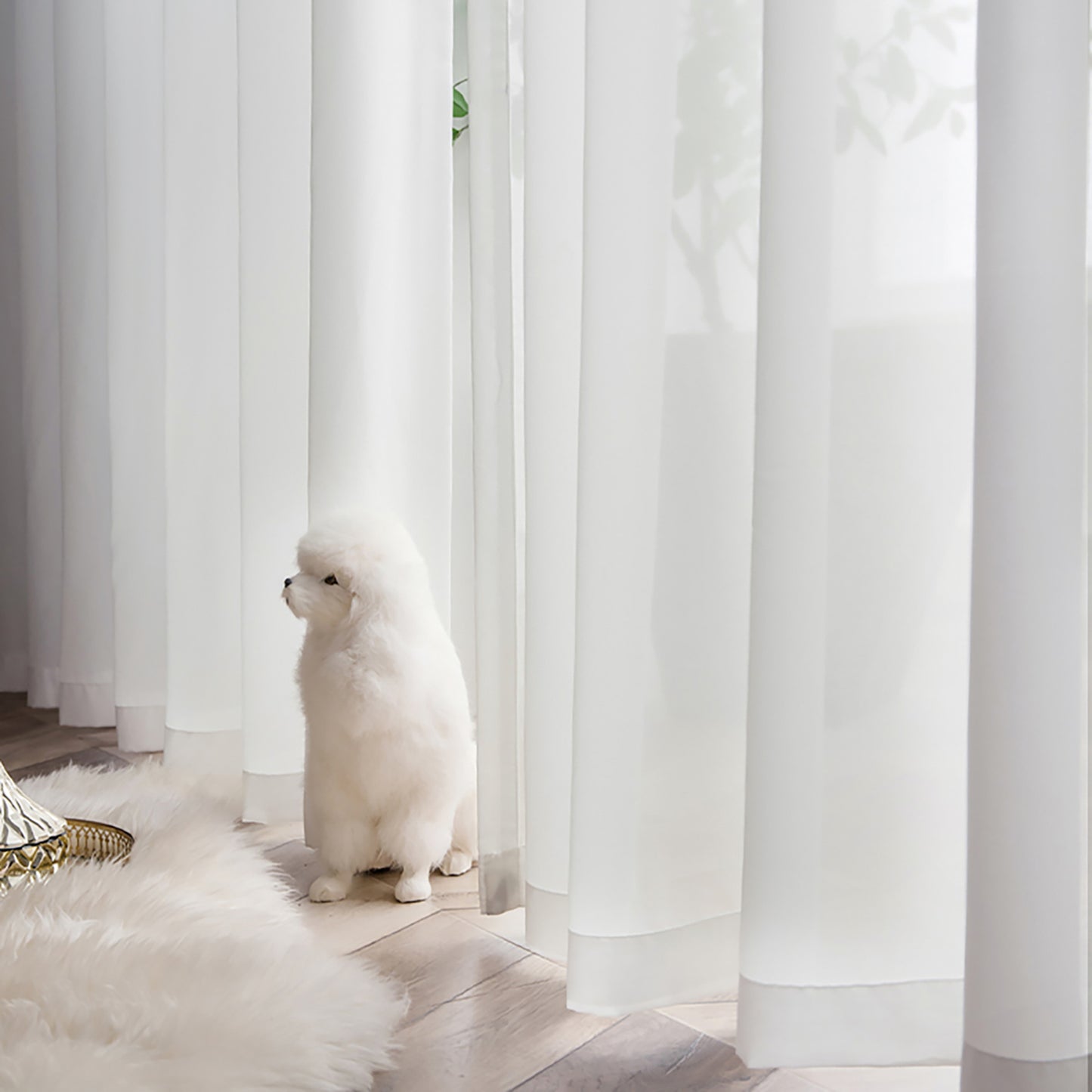 Rideaux transparents en mousseline de soie, 1 panneau, blanc, 140 x 145 cm/140 x 265 cm