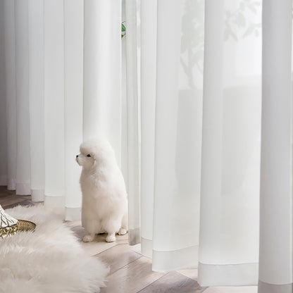 Rideaux transparents en mousseline de soie, 1 panneau, blanc, 140 x 145 cm/140 x 265 cm