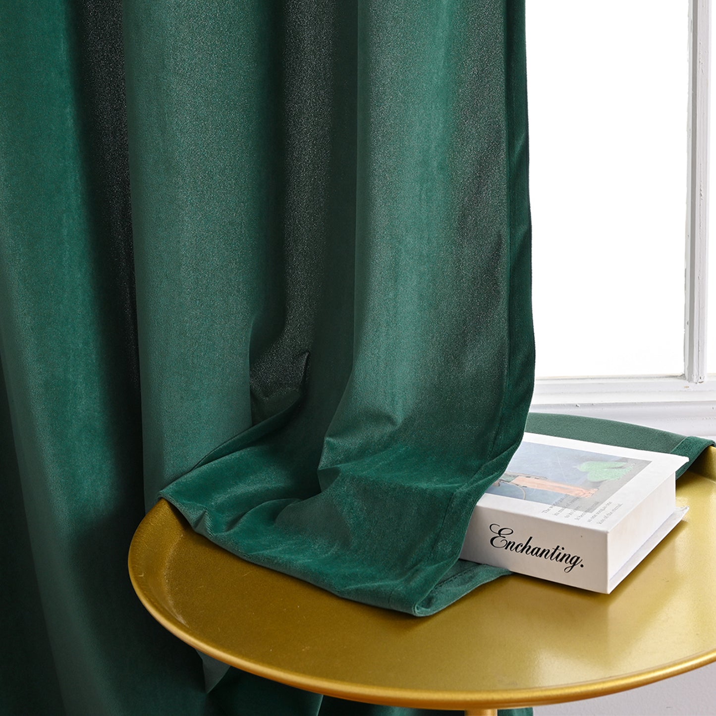 Frosted Fleece Curtains, 1 Panel, Green, 132*164cm/132*214cm/132*241cm